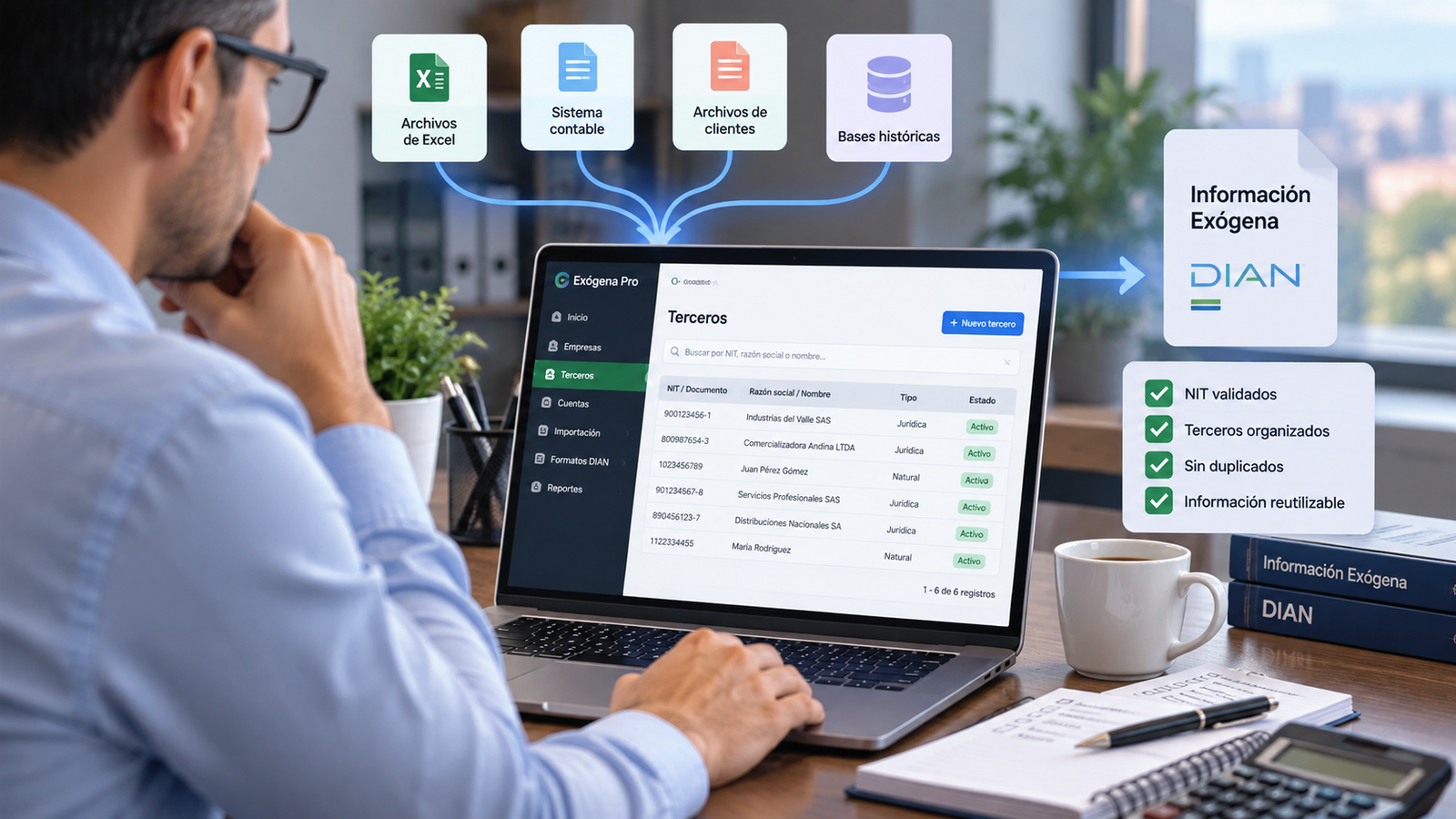 Gestión de terceros para información exógena en Exógena Pro